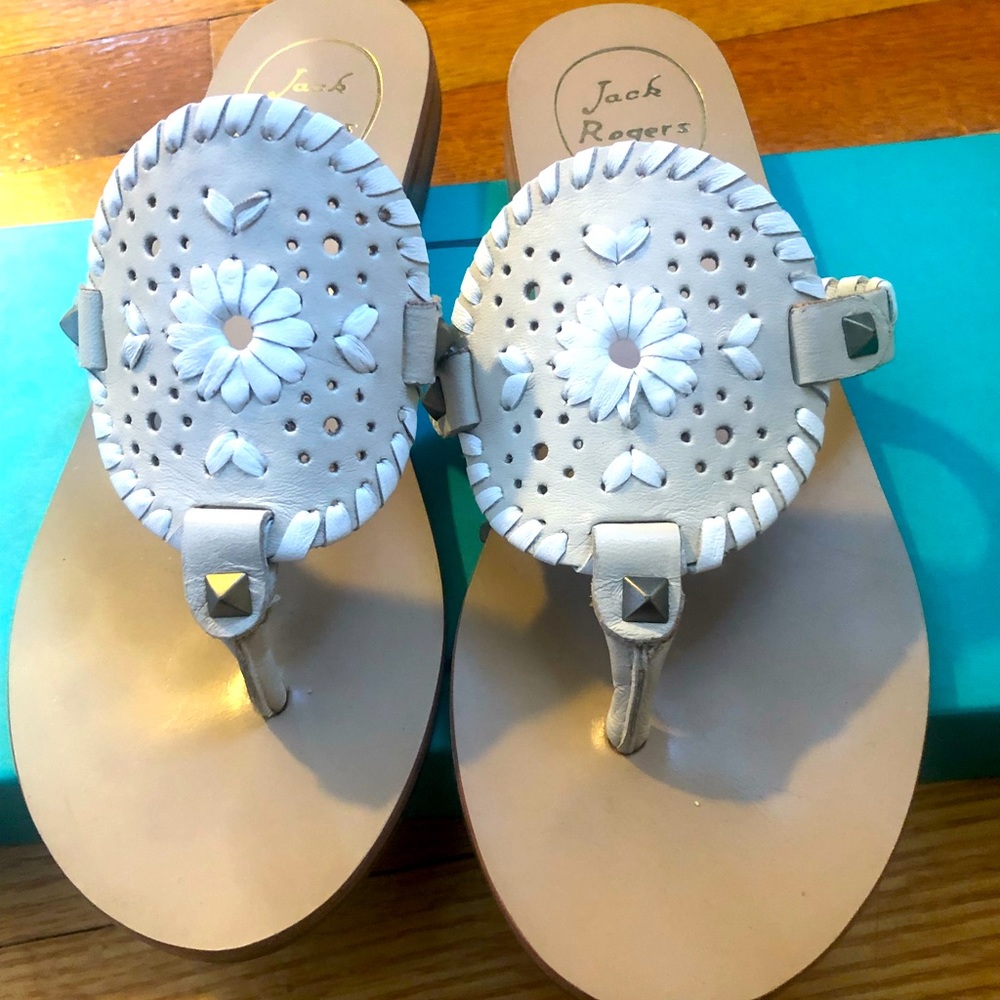 Jack Rogers Georgina Sandal Tan/White Sz 5.5